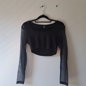 Cute black top with long mesh sleeves